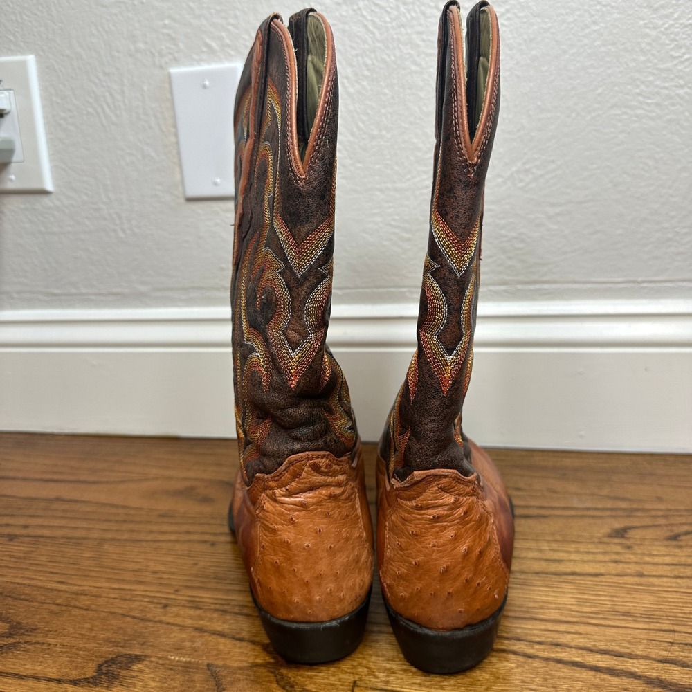 El General 1901 Men 8 Women 10 Full Quill Ostrich Cowboy Boots Cognac Western - Picture 3 of 10